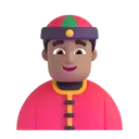 Person with skullcap: medium skin tone 3D animated emoji