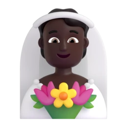 Person with veil: dark skin tone animated emoji