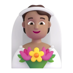 Person with veil: medium skin tone animated emoji