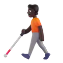 Person with white cane: dark skin tone 3D animated emoji