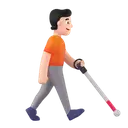 Person with white cane facing right: light skin tone 3D animated emoji