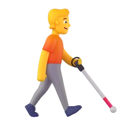Person with white cane facing right animated emoji
