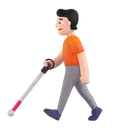 Person with white cane: light skin tone 3D animated emoji