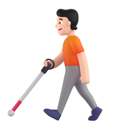 Person with white cane: light skin tone animated emoji