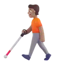 Person with white cane: medium skin tone 3D animated emoji