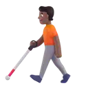 Person with white cane: medium-dark skin tone 3D animated emoji