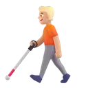 Person with white cane: medium-light skin tone 3D animated emoji