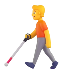 Person with white cane animated emoji