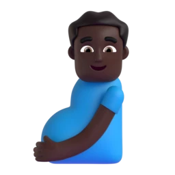 Pregnant man: dark skin tone animated emoji