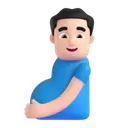 Pregnant man: light skin tone 3D animated emoji