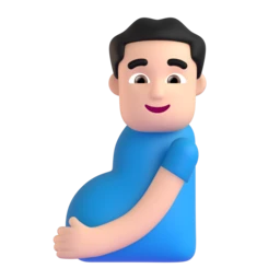 Pregnant man: light skin tone animated emoji