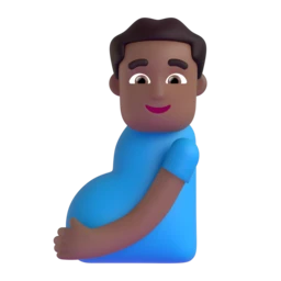 Pregnant man: medium-dark skin tone animated emoji