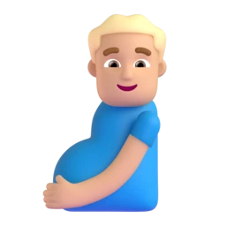 Pregnant man: medium-light skin tone animated emoji