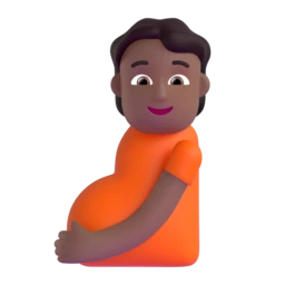 Pregnant person: medium-dark skin tone animated emoji