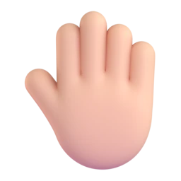 Raised back of hand: light skin tone animated emoji