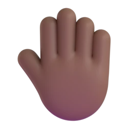 Raised back of hand: medium-dark skin tone animated emoji