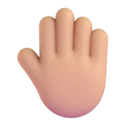 Raised back of hand: medium-light skin tone animated emoji