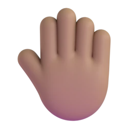 Raised back of hand: medium skin tone animated emoji