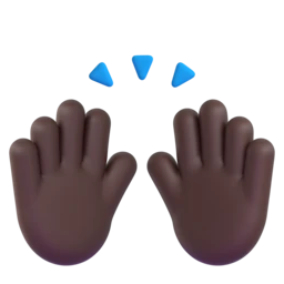 Raising hands: dark skin tone animated emoji