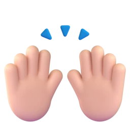 Raising hands: light skin tone animated emoji