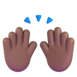 Raising hands: medium-dark skin tone animated emoji