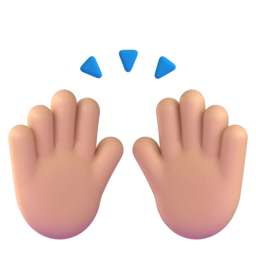 Raising hands: medium-light skin tone animated emoji