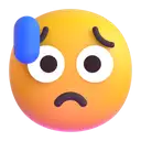 Sad but relieved face 3D animated emoji