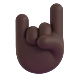 Sign of the horns: dark skin tone animated emoji