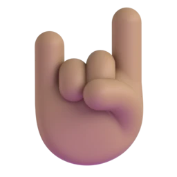 Sign of the horns: medium skin tone animated emoji