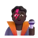 Singer: dark skin tone 3D animated emoji