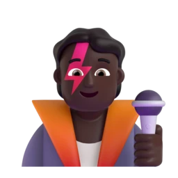 Singer: dark skin tone animated emoji