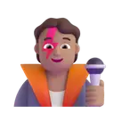 Singer: medium skin tone 3D animated emoji