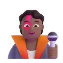 Singer: medium-dark skin tone 3D animated emoji