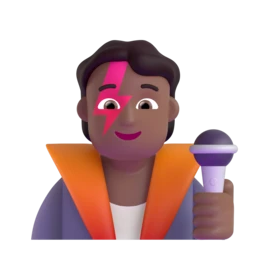Singer: medium-dark skin tone animated emoji