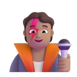 Singer: medium skin tone animated emoji