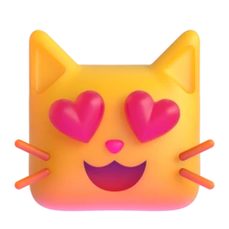 Smiling cat with heart-eyes animated emoji