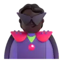 Supervillain: dark skin tone 3D animated emoji