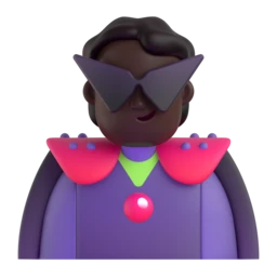 Supervillain: dark skin tone animated emoji