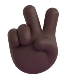 Victory hand: dark skin tone animated emoji
