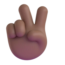 Victory hand: medium-dark skin tone animated emoji