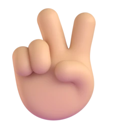 Victory hand: medium-light skin tone animated emoji