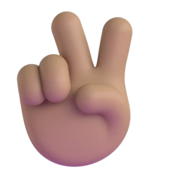Victory hand: medium skin tone animated emoji