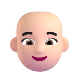 Woman: bald: light skin tone animated emoji