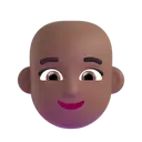 Woman: bald: medium-dark skin tone 3D animated emoji