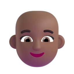 Woman: bald: medium-dark skin tone animated emoji