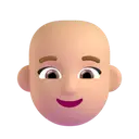 Woman: bald: medium-light skin tone 3D animated emoji