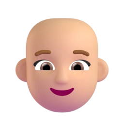 Woman: bald: medium-light skin tone animated emoji