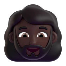 Woman: beard: dark skin tone animated emoji