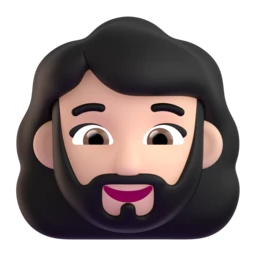 Woman: beard: light skin tone animated emoji