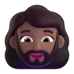 Woman: beard: medium-dark skin tone animated emoji